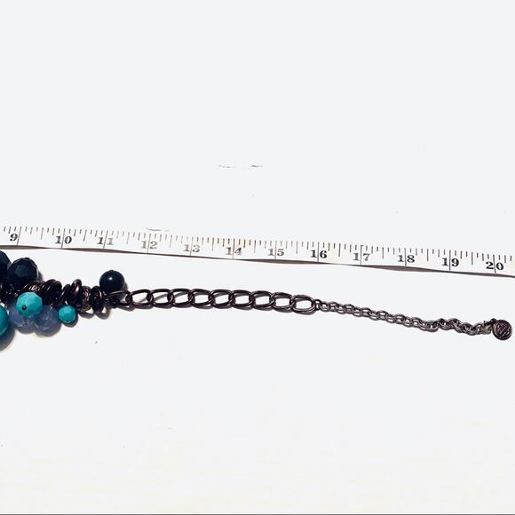 Chunky Beaded Bobble Copper Tone and Blue Necklace Bracelet Set - Picture 3 of 4